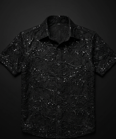 Black Shiny Lace Shirt