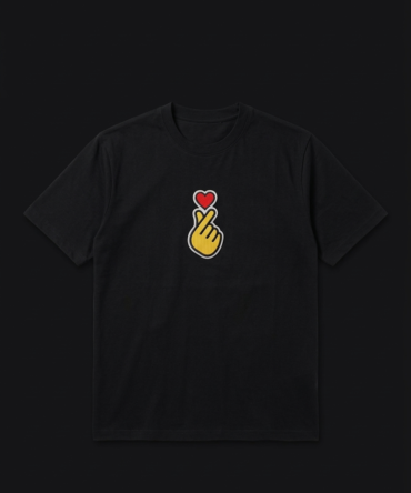 Black Oversized Korean Heart