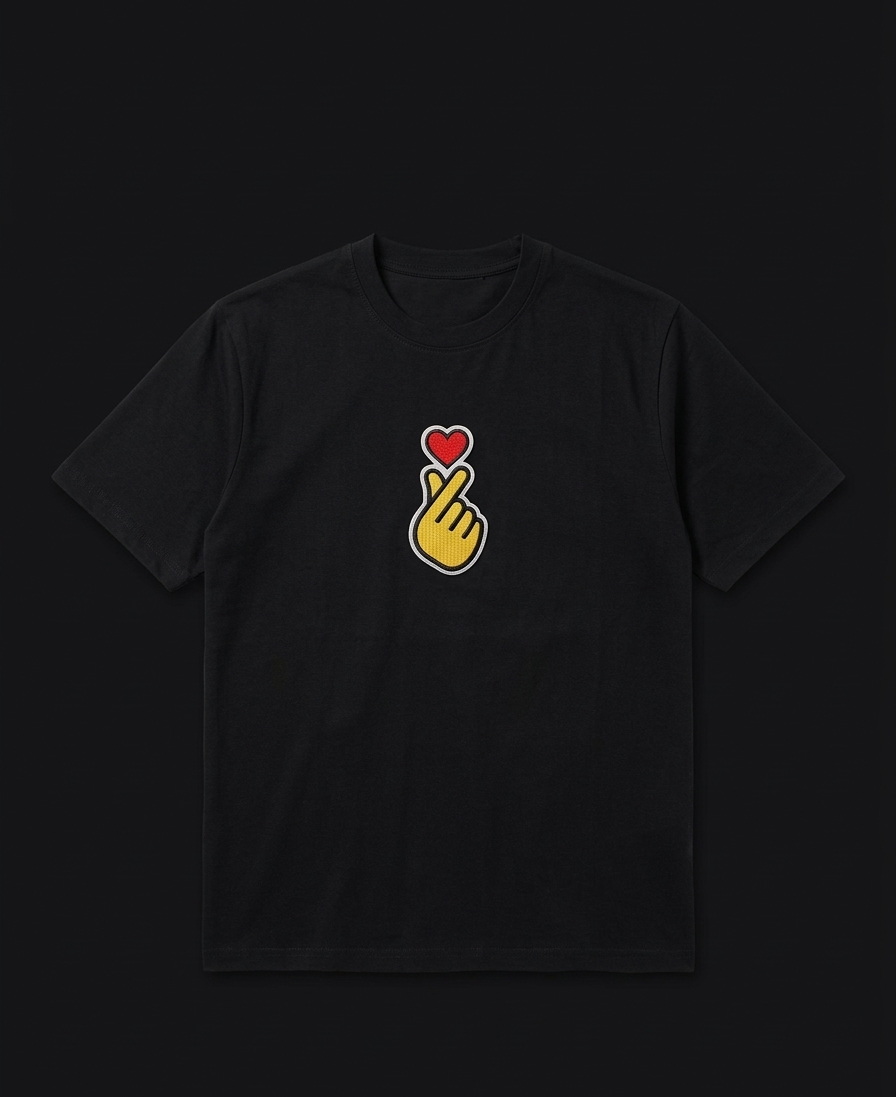 Black Oversized Korean Heart