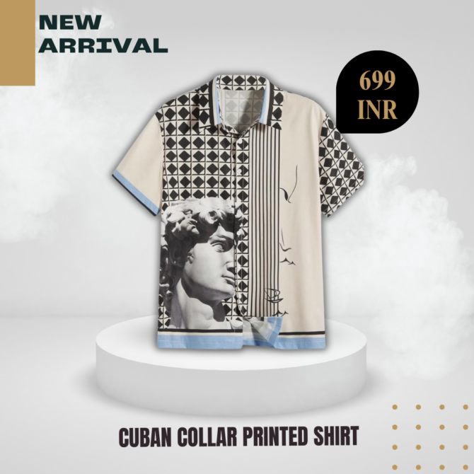Ciban collar printed shirt for men