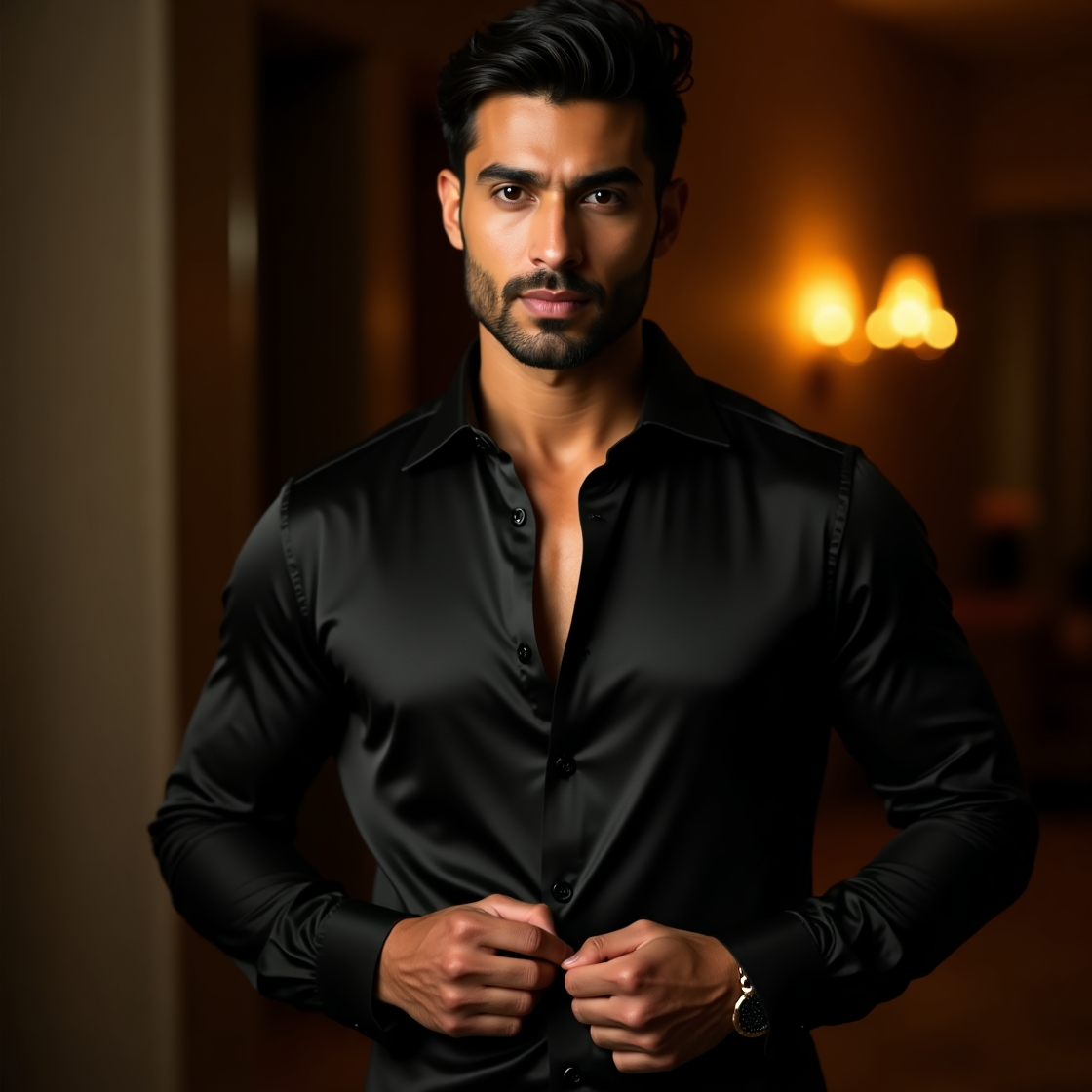 Yohaan Satin Black Shirt