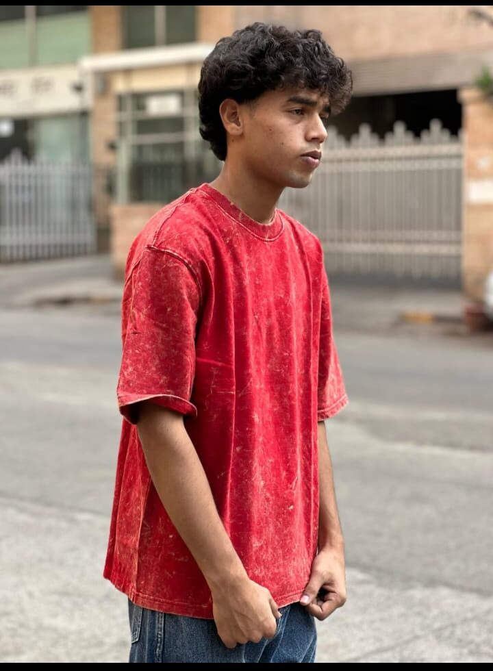 Red Acid Wash Oversized T-Shirt