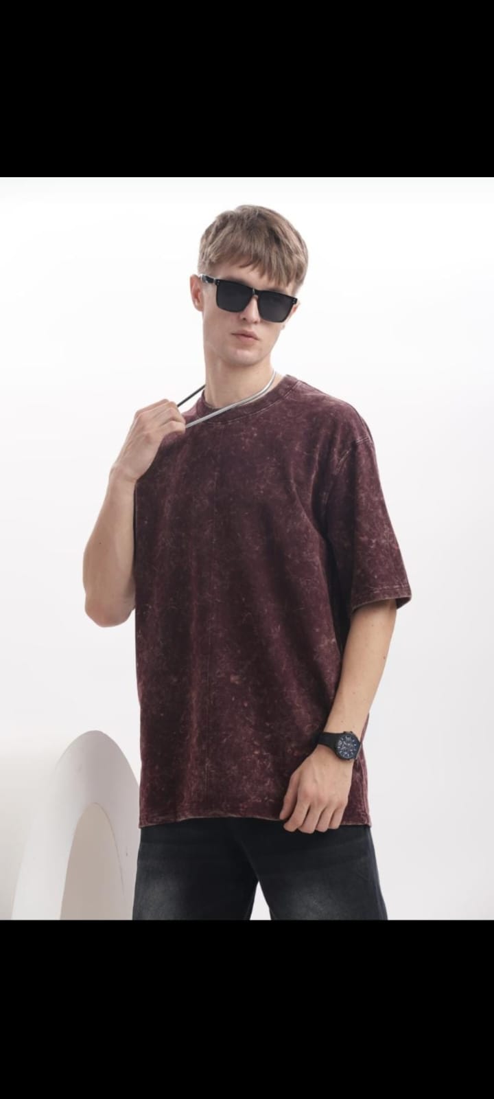 Maroon Acid Wash Oversized T-Shirt