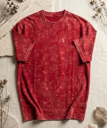 Red Acid Wash Oversized T-Shirt