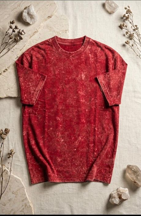Red Acid Wash Oversized T-Shirt