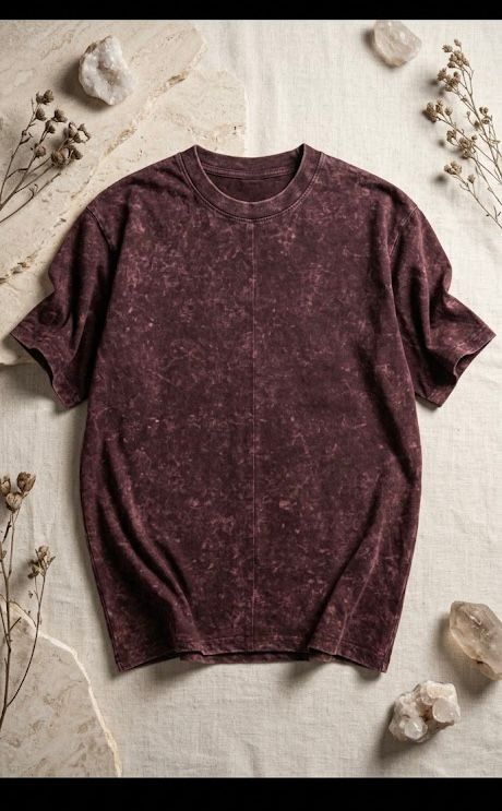 Maroon Acid Wash Oversized T-Shirt